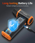 Beast Mode Power Cordless Air Duster With 110000RPM Brushless Motor showcasing battery life and protection functions