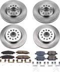 PowerStop front and rear brake kit with four rotors and ceramic pads for Buick Enclave, Blazer, Traverse, Acadia.