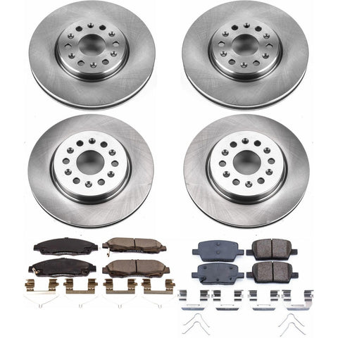 PowerStop front and rear brake kit with four rotors and ceramic pads for Buick Enclave, Blazer, Traverse, Acadia.