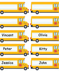 School Bus Themed Desk Name Tags Set With 36 Self Adhesive Name Plates For Classrooms, Kid Friendly Student Name Stickers