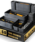 60 Piece Tool Box Organizer Tray Set With 5 Sized Inserts From XL To XS For Drawers And Rolling Tool Chests Keeps Gear Neat And Ready To Grab
