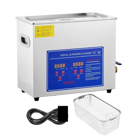 Top Shelf Ultrasonic Cleaner Machine 10 Liter Capacity With Slick 40Khz Adjustable Frequency And Easy Digital Timer features a digital control panel.