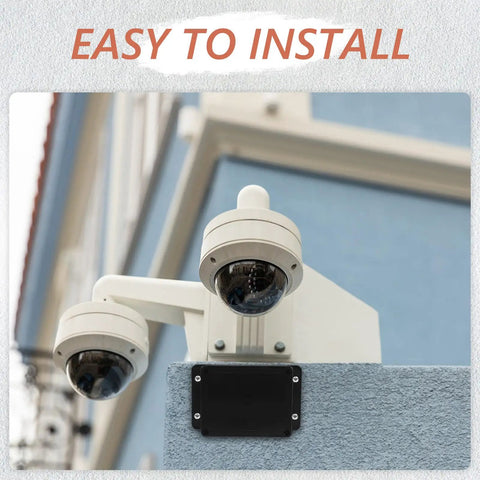 Durable Waterproof Outdoor Electrical Box Plastic Enclosure With Fixed Ear 115x90x55mm Black installed on exterior wall