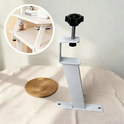 Grab These Rock Solid 2 Pack Desk Clamp Brackets For Heavy Duty Floating Table Support, legit carbon steel clamp with adjustable screw.