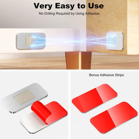 Six Pack No Drill Magnetic Cabinet Catches Ultra Thin Stainless Steel With Extra Strong Adhesive for secure cabinet closure