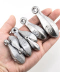 5 Pack Bank Sinkers Lead Weights For Freshwater Catfishing And Saltwater Surf Fishing With A Bowling Pin Design That Grips Mud Or Sand And Holds Bait In Heavy Waves And Currents, 3oz Each, One Piece Molding And Smooth Polished Finish To Protect Line in hand