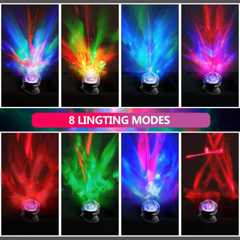 Aurora Borealis Light Projector With Remote displaying 8 lighting modes on black background for bedroom ceiling.
