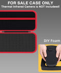 Durable Custom-Fit Storage Case For Thermal Imaging Cameras With DIY Foam Sponge Snug Fit For HF96 F2W AMPBANK H128 TOPDON TC004 Mini TC004 TC005 FOXWELL RT280 FLIR TG165-X And More Case Only, shown open with DIY foam insert and black with red accents.