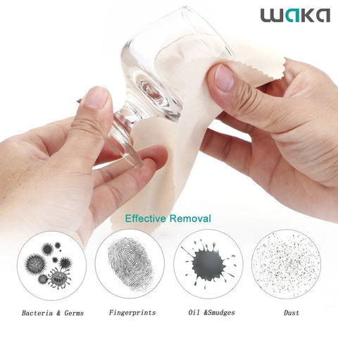 WAKA microfiber cleaning cloths, 6x7 inch, lint-free, 10-pack for glasses, camera lenses, and screens