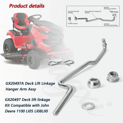 Front Draft Mower Deck Lift Linkage Arm Replacement Kit With Rod Ball Joint Washer Lock Nut And Spring Pin For Riding Lawn Mower Fits L100 L108 L110 L111 And Scotts L2048 L2548, steel parts