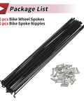 14G J Bend Bicycle Spokes 240mm Length With Nipples For MTB Wheels Black Steel 36 Pack Heavy Duty Spokes Set For Road