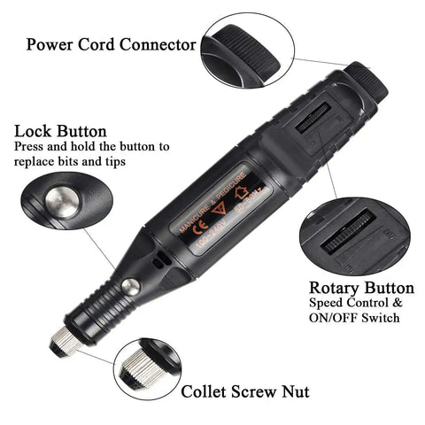 Detailed view of All In One Corded Engraving Tool Kit With Micro Engraver Etching Pen showing power connector and rotary control.