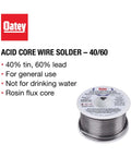 Acid Flux Core Wire Solder 40/60 Tin Lead, 0.5 Lb Carded, general purpose for metal repair, spool with label in packaging