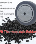 TPR thermoplastic rubber caster wheel close-up with black rubber granules, ideal for Set Of Four Smooth Operator 4 Inch Swivel Casters Dead Silent Tpr Rubber Glides Instant Stop Locks Quick M12 Screw Stems Flex Any Cart Build Tackle Furniture Rolls And Weekend Garage Mods.
