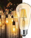 LED Edison Bulbs 4 Pack Dimmable E26 6W LED Bulbs 60W Equivalent 2700K Amber Warm White 470 Lumens Retro Vibe 120V For Ceiling Fans Pendant Lights And Rustic Decor