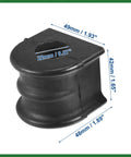 Ford Explorer Rear Suspension Sway Bar Stabilizer Shaft Insulator Bushings Pack of 2 For 2011 2019 Explorer Models And 2013 2019 Ford Flex Police Interceptor Easy Install Long Lasting OEM Style Upgrade; shows a black rubber bushing with dimensions