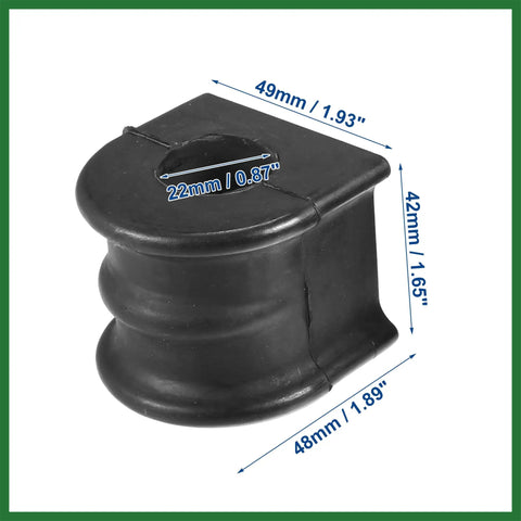 Ford Explorer Rear Suspension Sway Bar Stabilizer Shaft Insulator Bushings Pack of 2 For 2011 2019 Explorer Models And 2013 2019 Ford Flex Police Interceptor Easy Install Long Lasting OEM Style Upgrade; shows a black rubber bushing with dimensions
