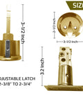 Keyed Alike Single Cylinder Deadbolt Lock Set 4 Pack with Polished Brass Finish showing dimensions and adjustable latch