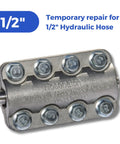 Fast In-Field Hydraulic Hose Repair Clamp For Leaks 1/2 Inch High-Pressure Hose Patch That Lets You Seal It Up On The Spot Without Removing The Hose, Durable Clamp Only shown in detail.