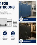 Heavy Duty Stainless Steel Surface Mount Slide Latch With Keeper For ADA Compliant Bathroom Stall Doors And Commercial Toilet Partitions shown with multi-use settings.