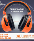 Heavy Duty Ear Protection Muffs With Up To 32dB Noise Reduction Adjustable Hearing Protection For Work Mowing Construction And Lawn Care Orange Noise Canceling Earmuffs For Clear Focus