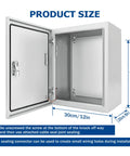 Weatherproof Steel Outdoor Junction Box With Locking Hasp IP66 Dustproof And Waterproof Enclosure 16 By 12 By 8 Inches open view