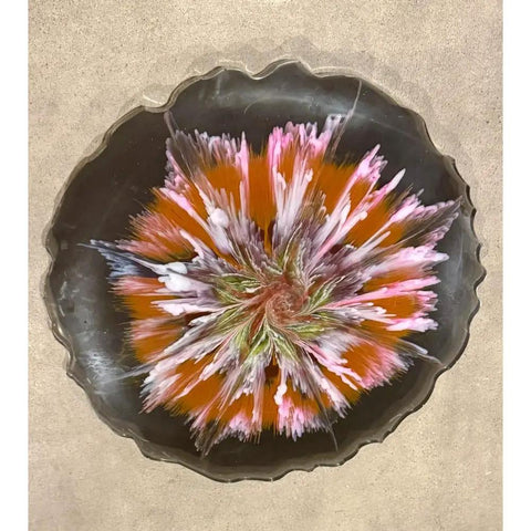 Floral Resin Lazy Susan 13-Inch Handcrafted Rotating Serving Tray For Kitchen And Dining, Modern Decor For Vanity And Bath