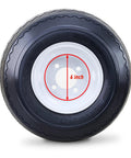 18X8.5-8 Golf Cart Tires And Wheels Assembly, 4Ply Aggressive Tread White Steel Rims With 4X4 Bolt Circle, showing front view with 6 inch bolt circle.