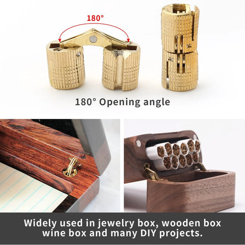 Invisible 8mm Brass Barrel Hinges For Jewelry Boxes And Cabinets Hidden Cylindrical Hinge With 180 Degree Opening Durable Rust Resistant