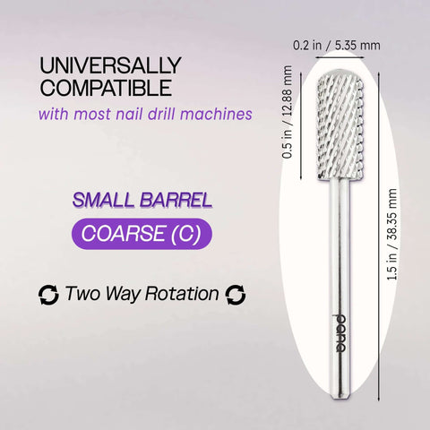 PANA 3/32 inch small-barrel carbide nail drill bit, silver, coarse (C), two-way rotation