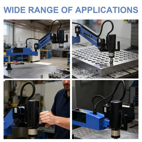 US Stock 0-375RPM Electric Tapping Machine With Flexible Tapper Arm For M3-M16 Fasteners in workshop settings.