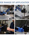 No Fuss Electric Tapping Machine Featuring A Flexible Swivel Arm And Stepless Speed Control for various applications in metal fabrication.