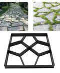 Concrete Path Maker Mold for Garden and Patio, Reusable Stepping Stone Paver, ABS Plastic 15.7 Inch, shown with pathway examples