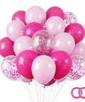Hot Pink Balloon Set For Girls Birthday Parties And Baby Showers 65 Pieces Includes 12 Inch Hot Pink Balloons Pink Balloons With Confetti