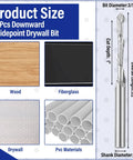 Pack Of 10 Drywall Router Bits Three Sixteenth Inch Shank M2 High Speed Steel Cutting Bits with dimensions and material usage