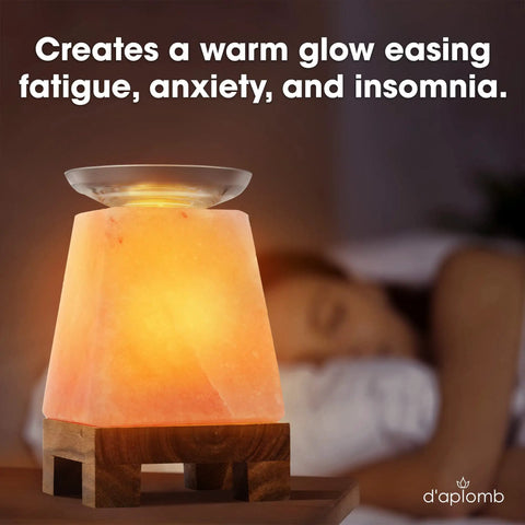 Himalayan Salt Lamp Diffuser with Wood Base and Glass Bowl for Essential Oils Dimmer Light Modern Home Relaxation Vibe