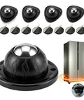 Self Sticking Furniture Caster Wheels Four Pack with Secure Grip Adhesive Pads showcasing black ball casters and adhesive pads.