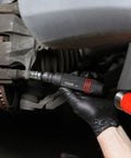 Three Eighths Inch Drive Manual Reversible Impact Driver Kit loosening rusted fasteners on car brakes by mechanic