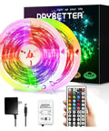 Waterproof Led Strip Lights 32.8 Ft Two Rolls Of 16.4 Ft Color Changing 300 LEDs With 44 Keys IR Remote Controller And 12V Power Supply
