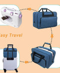 Universal Sewing Machine Carry Case With Thick Padded Handles For Household Models Fits Singer Brother Janome, shown in travel setup.