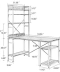 Top Tier Industrial Home Office Computer Desk With Five Tier Storage Shelves Fifty Four Inch Study Writing Table dimensions and layout design
