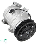 Slick AC Compressor With Clutch For Honda Pilot Odyssey Ridgeline And Acura Mdx 3 Point 5 And 3 Point 7 Liter Engine with black pulley and fittings.