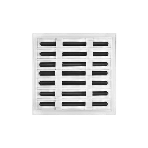 Front view of 14x14 Modern White Aluminum AC Vent Cover Sleek Dope And Durable Decorative Air Diffuser with linear slots