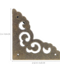 Retro Zinc Alloy Corner Guard from 12 Piece Set For Boxes And Cabinets. Antique bronze floral carved design, 2.52 in size.