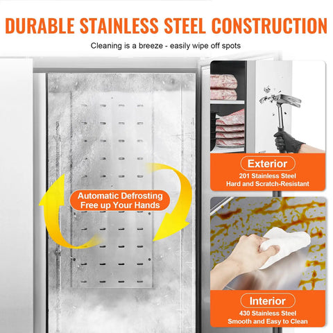 Pro Grade 60 Cu Ft Commercial Reach In Freezer Built Like A Tank With Three Door Setup showcasing durable stainless steel and automatic defrost.