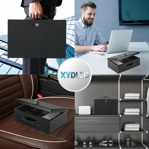 Fire Resistant Safe Box With Key Lock For Home And Office Security Keep Your Valuables And Important Docs Safe And Dry Protect Your Digital Media In A Sturdy Steel Chest Compact 12.8 X 8.5 X 4.5 Inches Black displayed in various settings