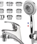 Hella Durable Shower Head Sink Faucet Bathtub Sprayer Attachment With Nine Adapters And Smart Diverter For High Pressure bathroom cleaning tools.
