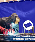Welder using Two Pack Welding Curtain Safety Screen Blue Transparent Shield With Fixed Belt For Stand 6 By 8 Feet in blue