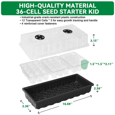 Seed Starter Tray With Grow Light, 2 Pack 72-Cell Indoor Germination Kit With Humidity Dome, Seedling Starter Trays For Indoor Plants, No Fuss Seed Propagation For Home Gardens And Beginners