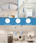 Modern Hand Blown Gray Marble Glass Pendant Light For Kitchen Island With Brushed Nickel Finish hanging in sloped and flat ceilings.